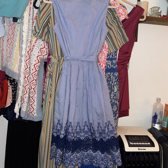 Sharagano Blue and White Striped Dress - Picture 5 of 5